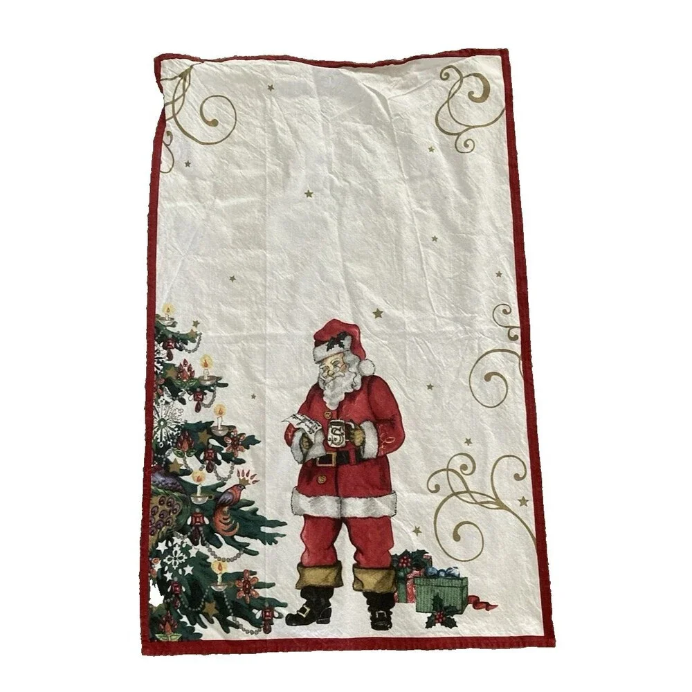 WILLIAMS SONOMA CHRISTMAS SANTA TEA TOWEL COTTON 30